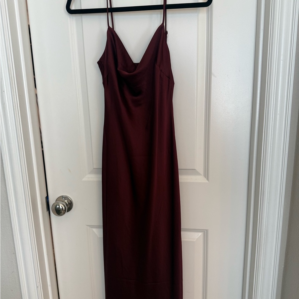 Express Satin Slip Midi Dress in maroon size small NWOT